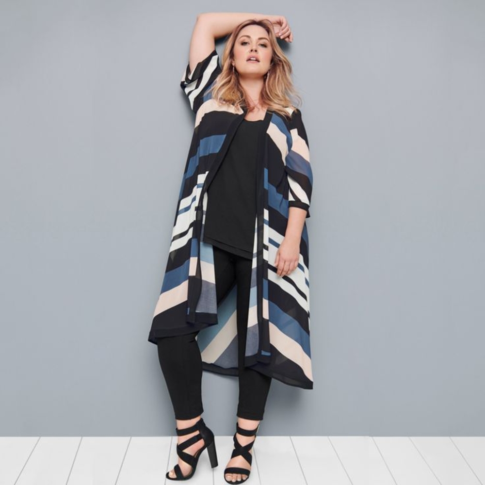 Torrid Black and Gray Kimono Cardigan